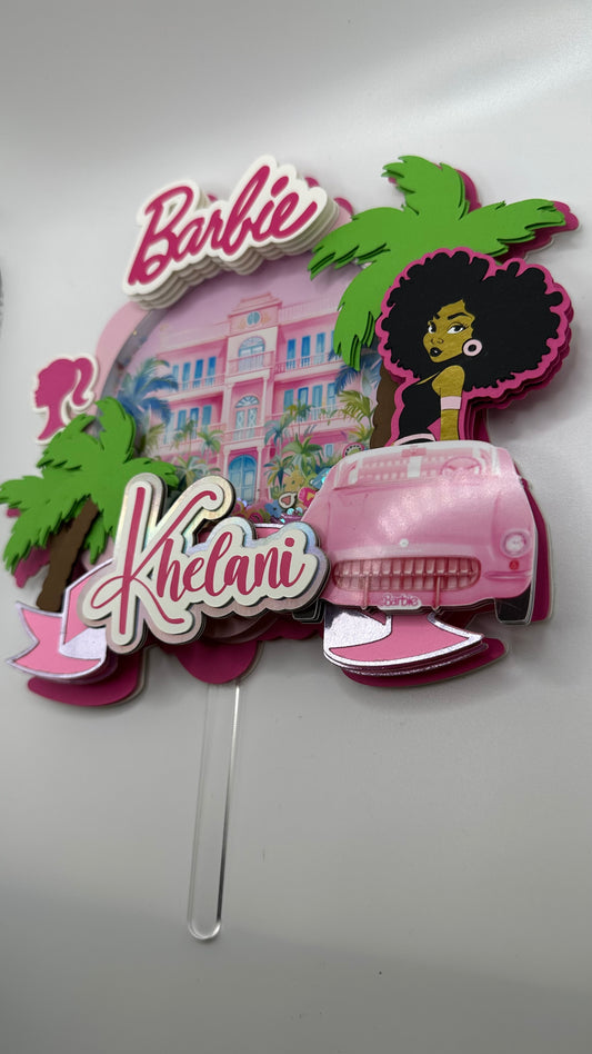 Cake Topper Barb Hot Pink - Custom Name