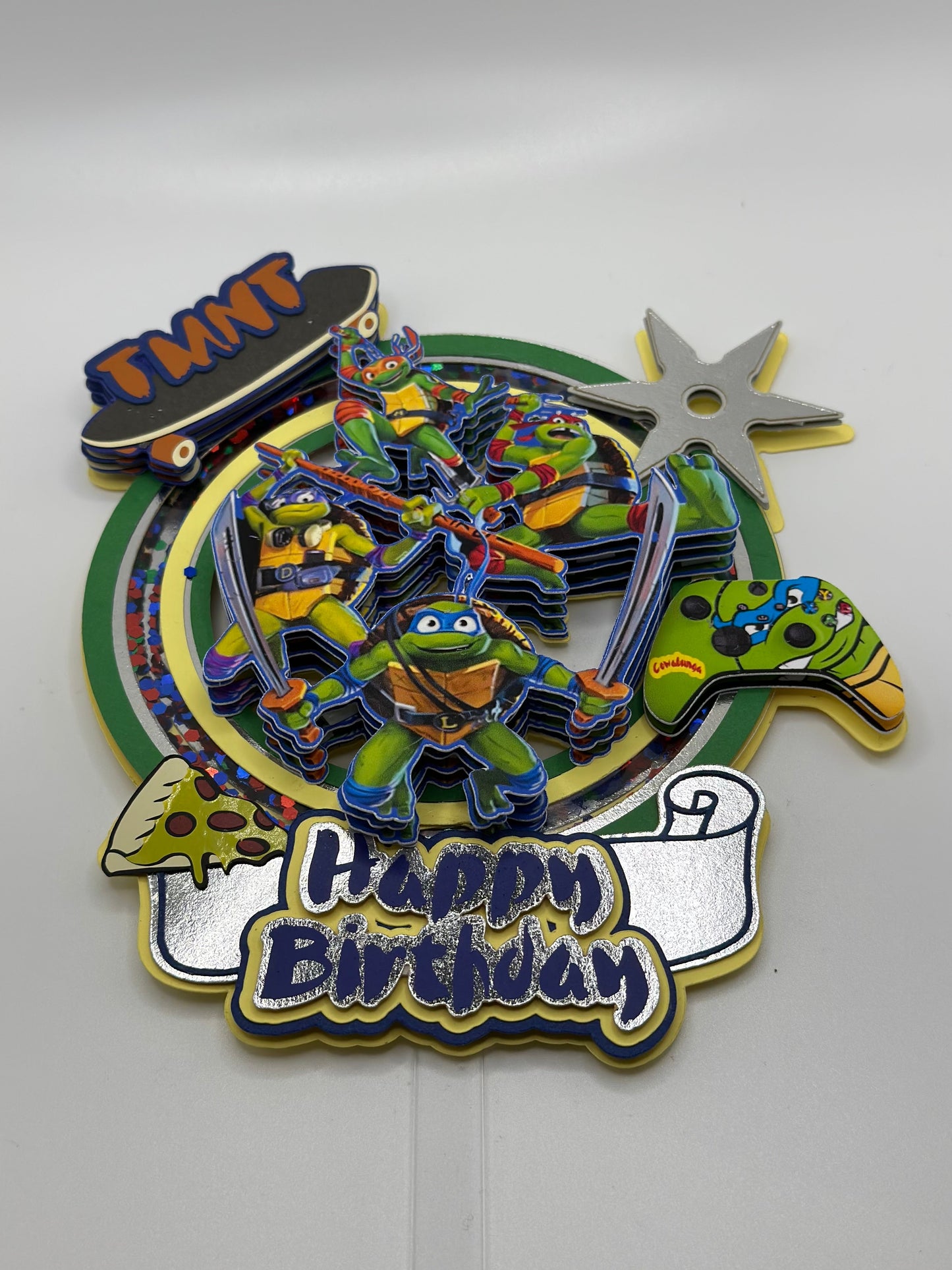 Cake Topper Green Turtles - Custom Name