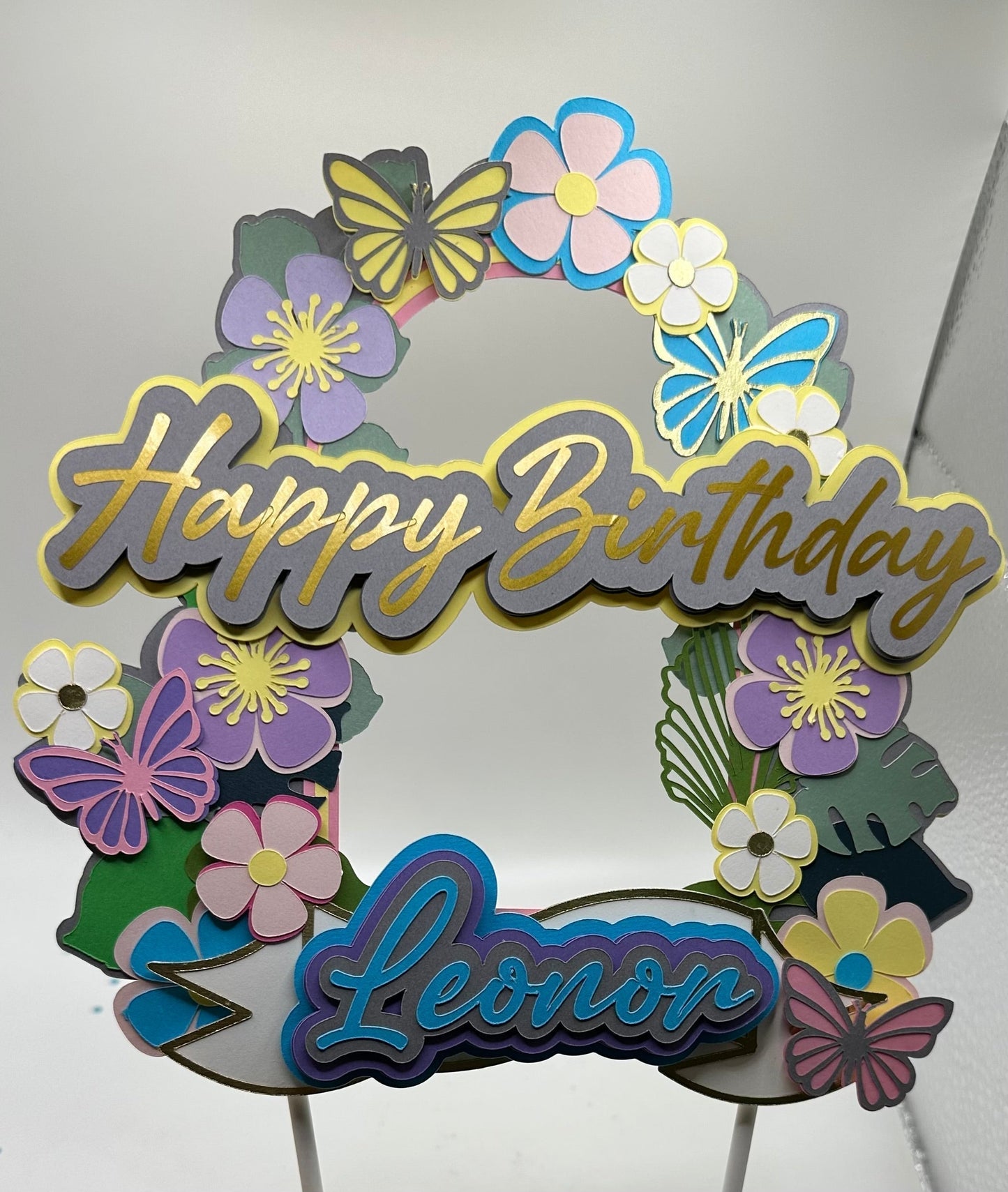 Cake Topper Flower Tropical - Custom Name
